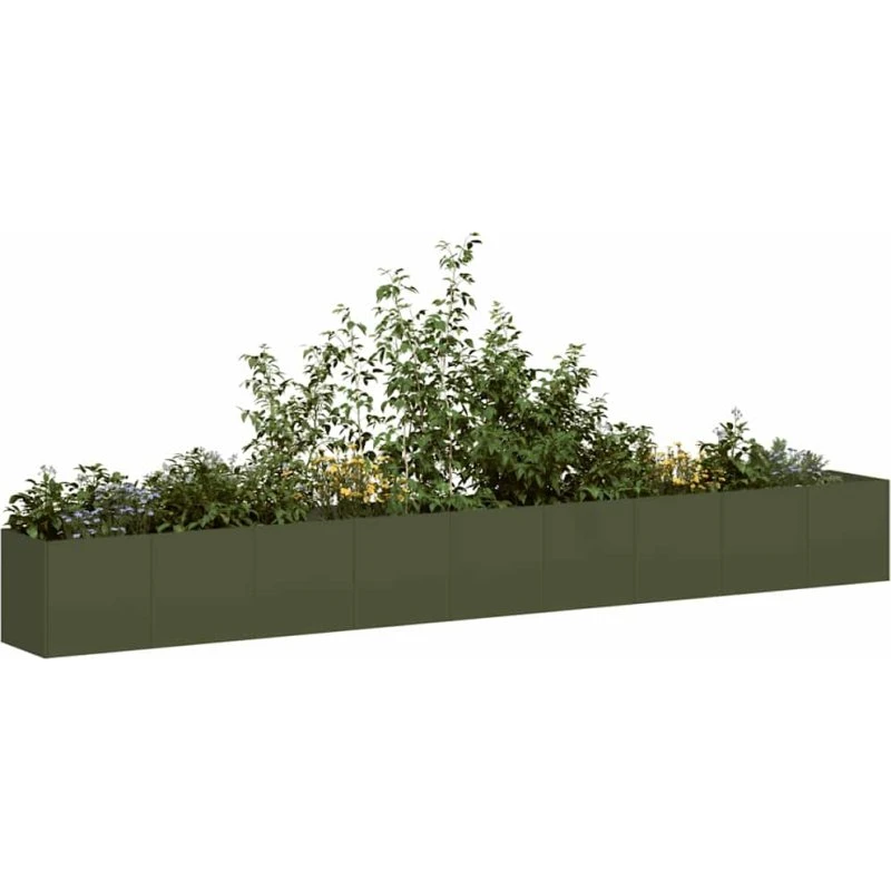 vidaXL plantekasse olivengrøn 360x40x40 cm koldvalset stål