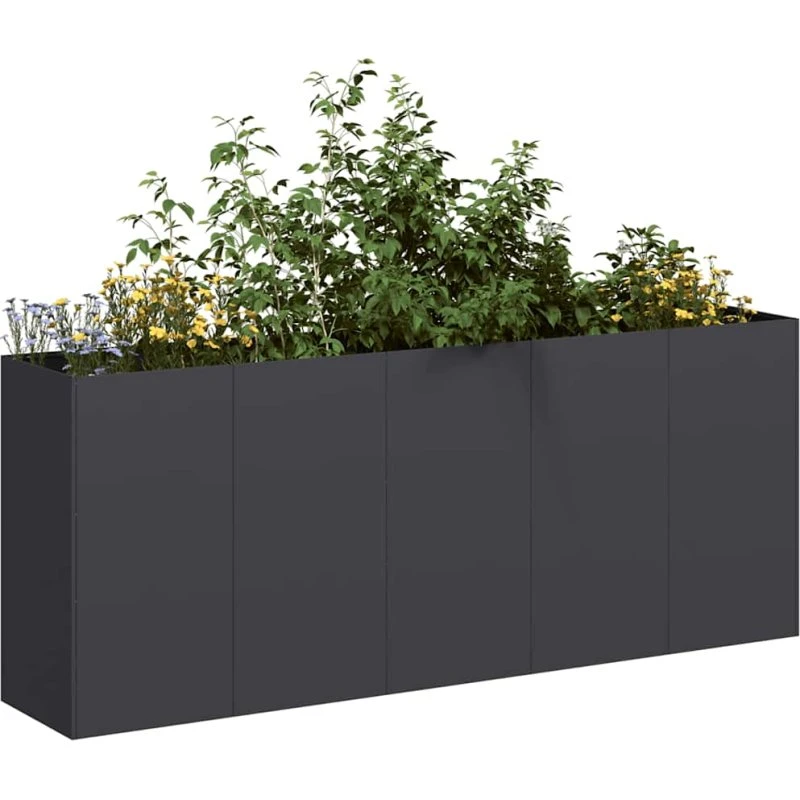 vidaXL Plantekasse Sort 200x40x80 cm Koldvalset Stål
