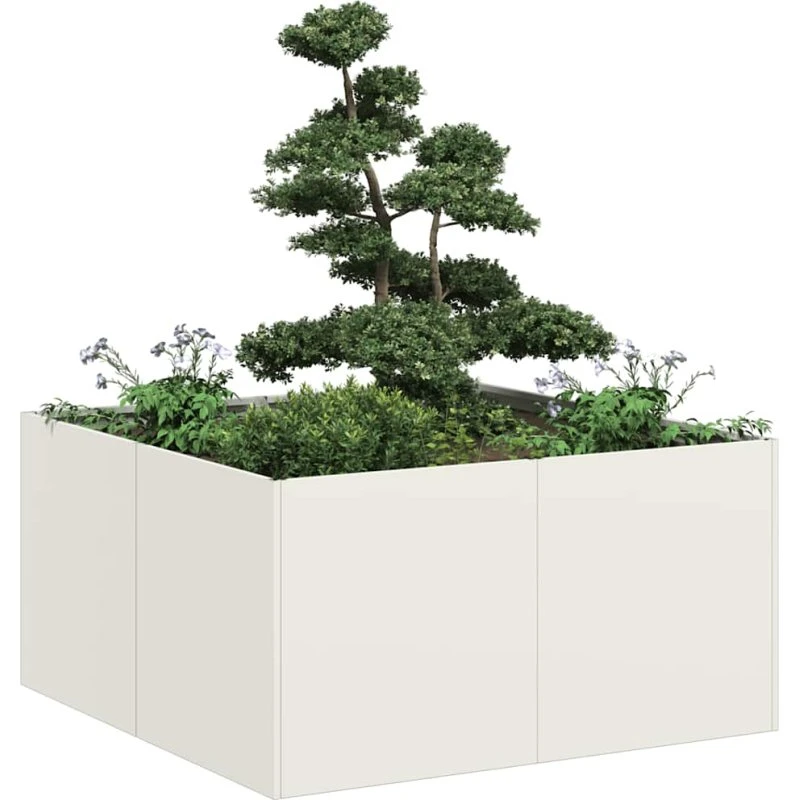 vidaXL Plantekasse 80x80x40 cm Koldvalset Stål Hvid
