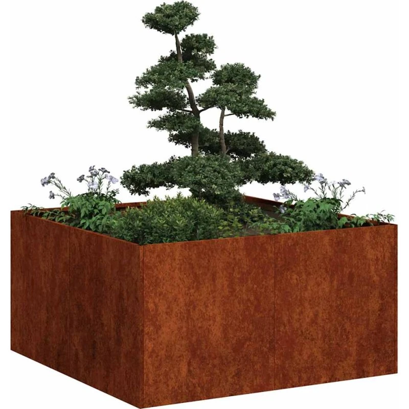 vidaXL plantekasse rustfarvet 80x80x40 cm forvitringsstål
