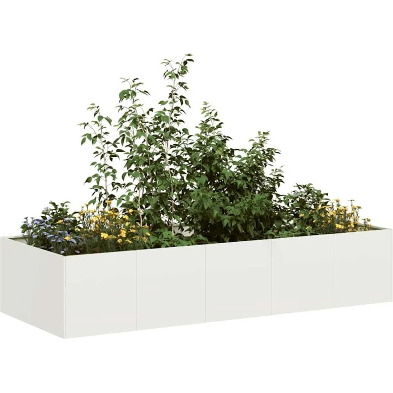 vidaXL Plantekasse 200x80x40 cm stål hvid