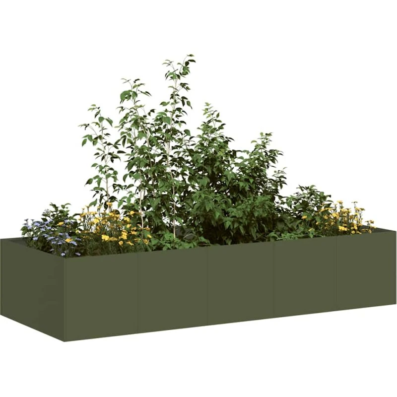 vidaXL Plantekasse 200x80x40 cm stål olivengrøn