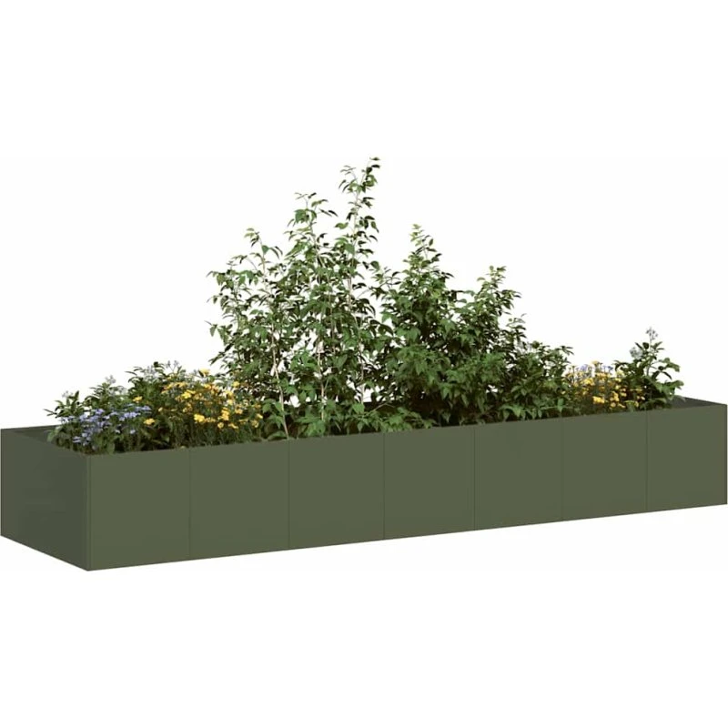 vidaXL Plantekasse 280x80x40 cm stål olivengrøn