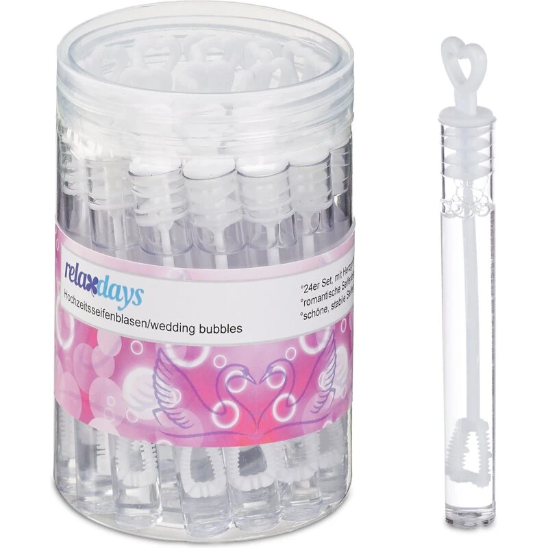 Sæbebobler bryllupssæt 48 stk med hjerteformede håndtag