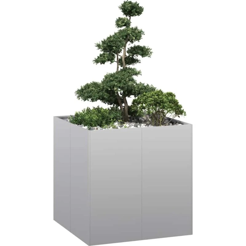 vidaXL Plantekasse 80x80x80 cm Galvaniseret Stål Grå