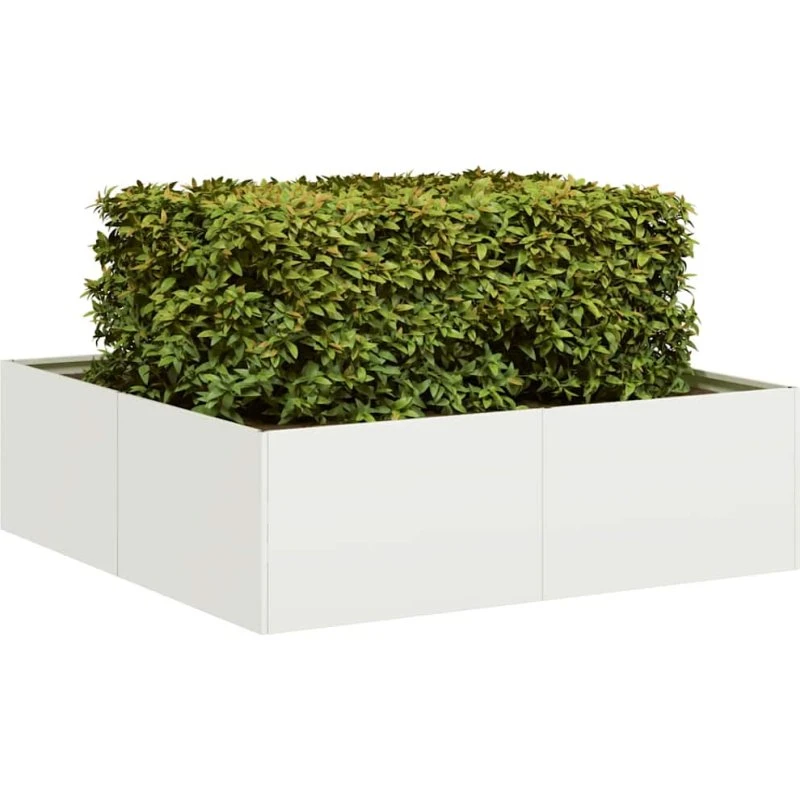 vidaXL Plantekasse 100x100x30 cm stål hvid