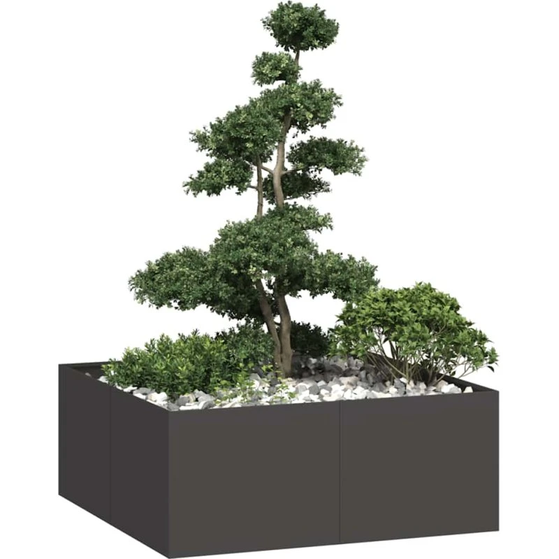 vidaXL Plantekasse 100x100x40 cm Stål Sort