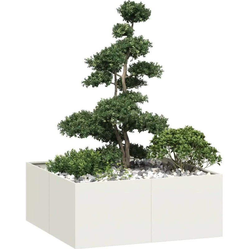 vidaXL Plantekasse 100x100x40 cm stål hvid