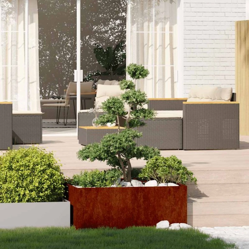 vidaXL Plantekasse Rustfarvet 100x100x40 cm Forvitringsstål