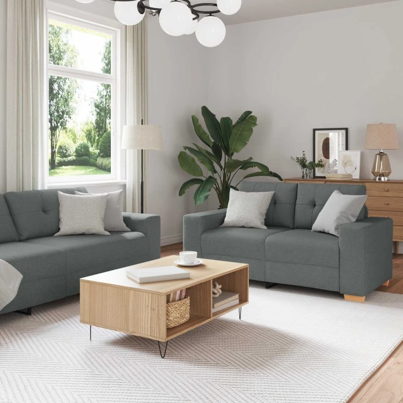vidaXL 3-deligt Sofa Sæt Mørkegrå 221 x 80 x 80 cm Linned-blandet Stof