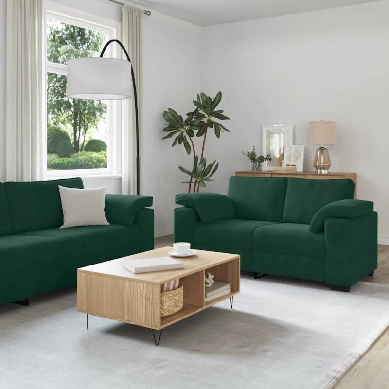 vidaXL 3-delet sofasæt med hynder mørkegrøn