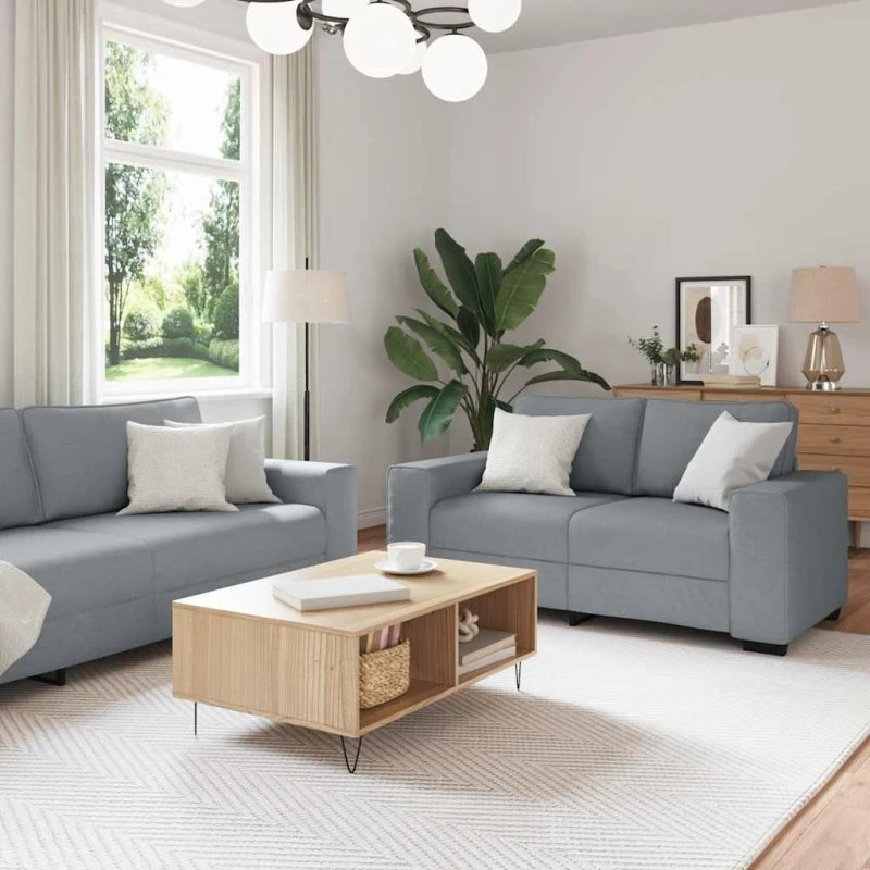 vidaXL 2-delet sofasæt med hynder, lysegrå
