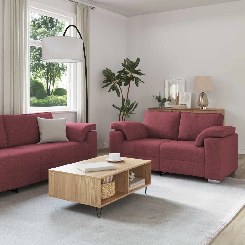 vidaXL 2-pc Sofa Vinrød 219 x 80 x 82 cm Stof