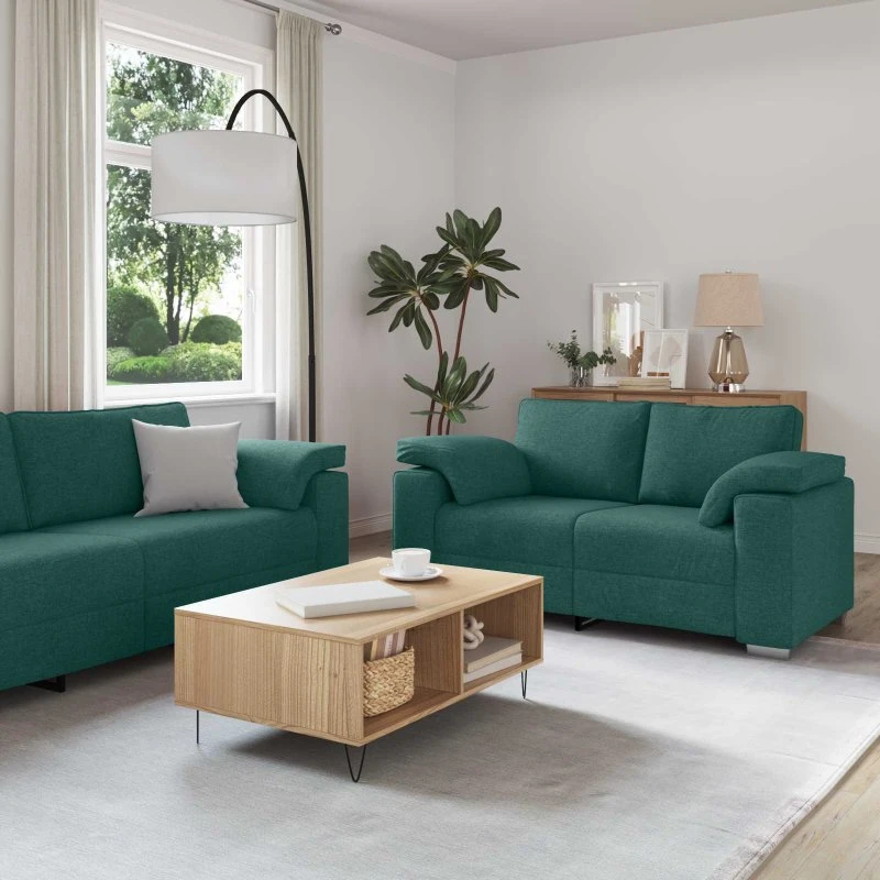 vidaXL 2-pces Sofa Mørkegrøn 219 x 80 x 82 cm Stof