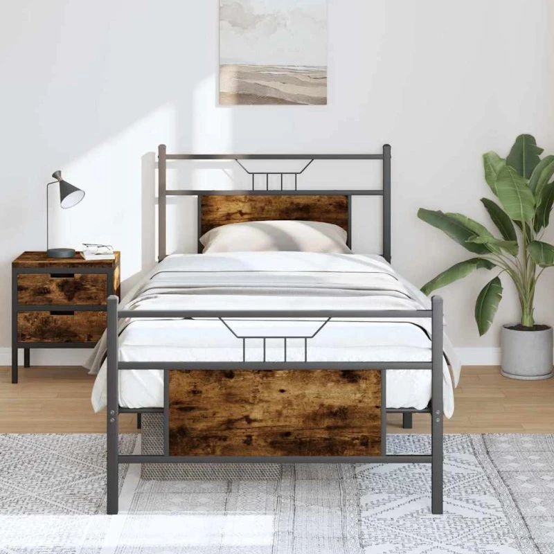 vidaXL Sengeramme 80x200 cm røget eg uden madras