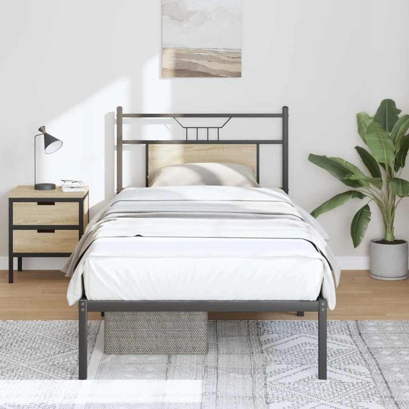 vidaXL Sengeramme 90x190 cm Sonoma-eg uden madras med hovedgærde