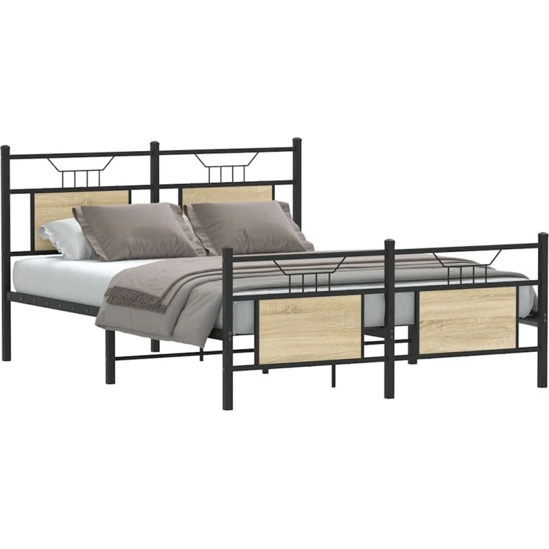 vidaXL Sengeramme 137x190 cm Sonoma-Eg uden madras