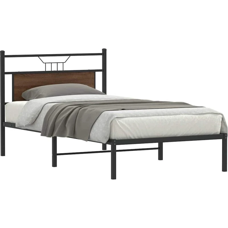vidaXL Sengeramme 100x190 cm Konstrueret Træ Brunt Eg uden Madras