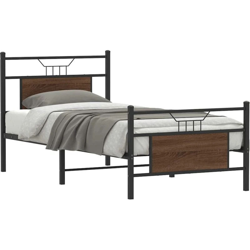 vidaXL Sengeramme 80x200 cm Konstrueret Træ Brun Eg Uden Madras