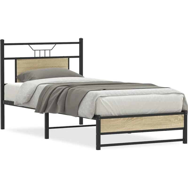vidaXL Sengeramme 90x190 cm Træ Sonoma-Eg med Sengegavl