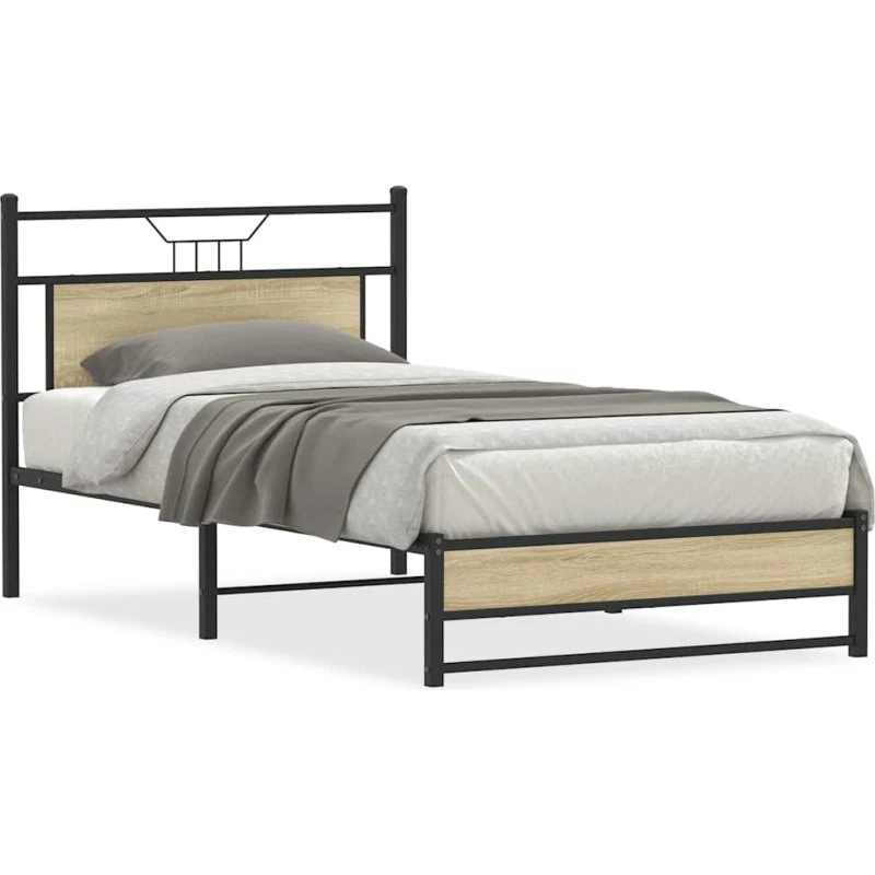 vidaXL Sengeramme 100x190 cm Sonoma-eg uden madras med sengegavl