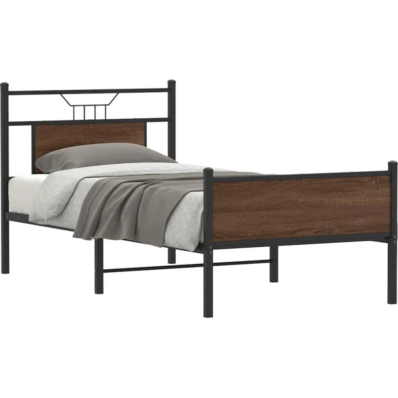 vidaXL Sengeramme 90x200 cm Konstrueret Træ Brunt Eg uden Madras