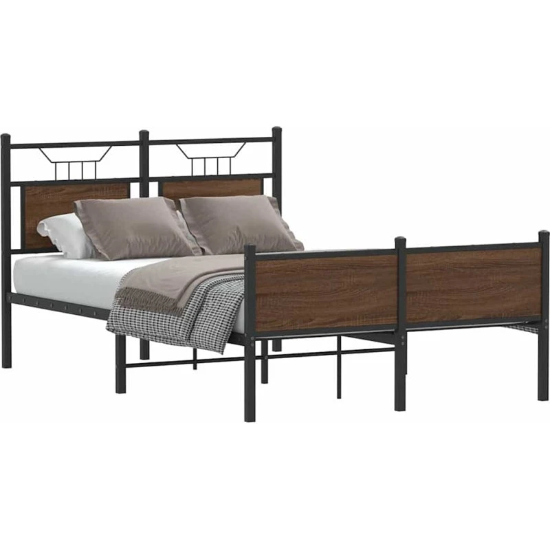 vidaXL Sengeramme 120x190 cm Konstrueret Træ Brunt Eg uden Madras