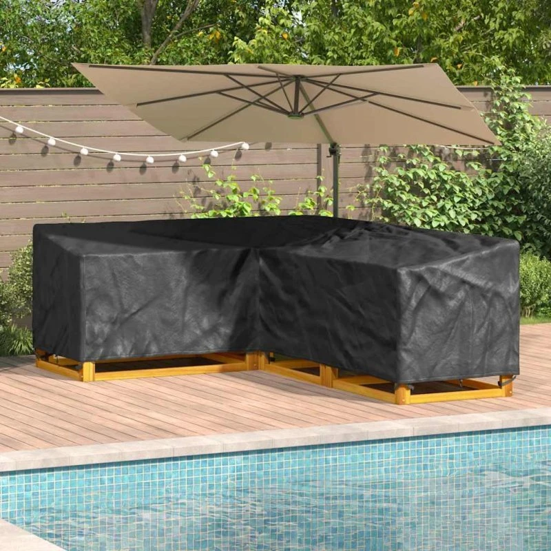 Oxford 600D L-formet overtræk, sort, 250 x 180 x 80 cm