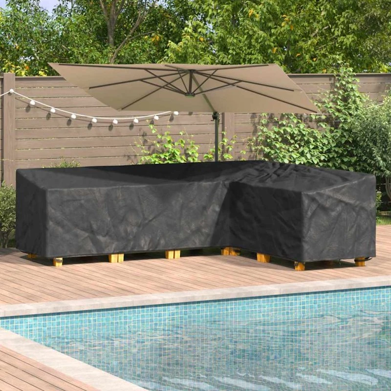 vidaXL Møbelbetræk L-formet 286 x 222 x 80 cm Sort