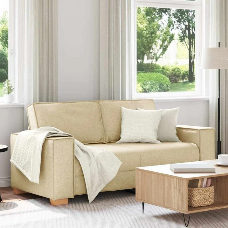vidaXL 2-personers sofa cremefarvet 180 cm stof