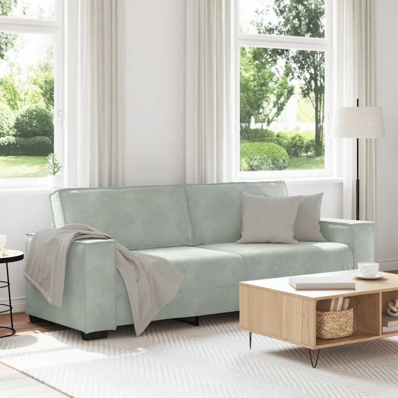 vidaXL 3-personers sofa lysegrå 220x78x84 cm velour