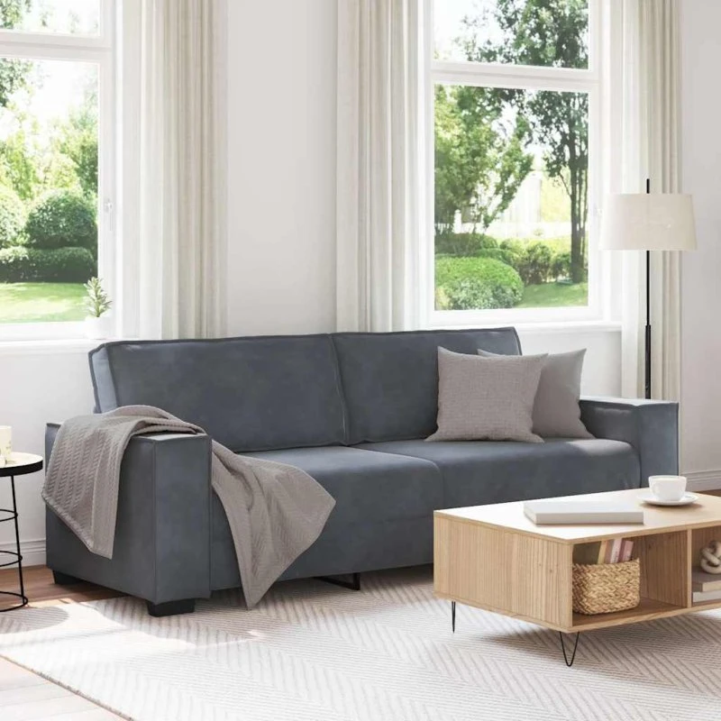 vidaXL 3-personers sofa fløjl mørkegrå 220x78x84 cm