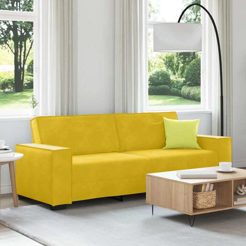 vidaXL 3-personers sofa velour gul 220x78x84 cm