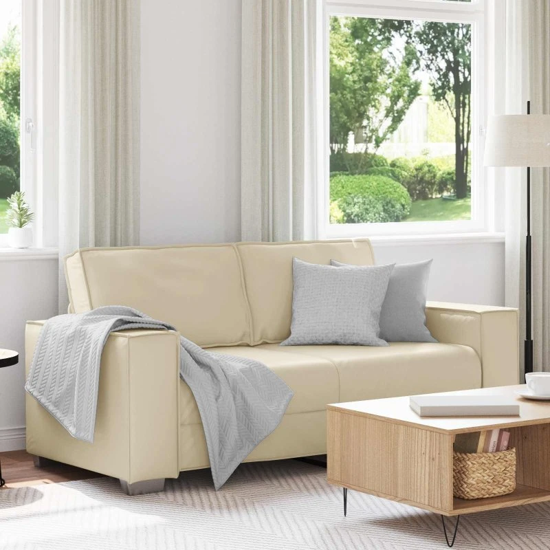 vidaXL Tosæders sofa Creme 180 cm Kunstlæder