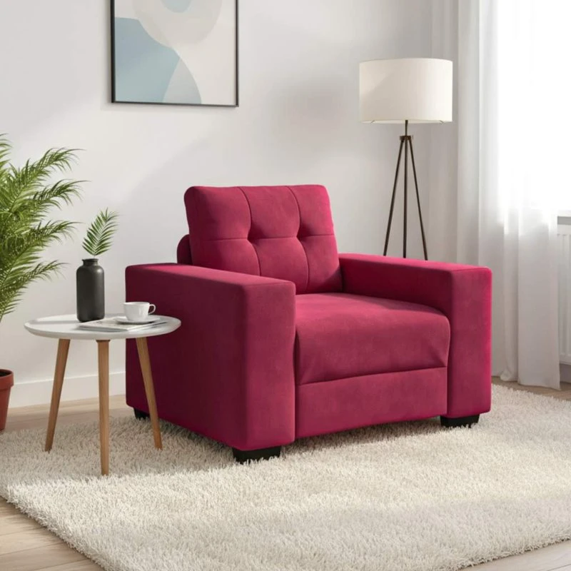 vidaXL Sofastol 100x78x80 cm Fløjl Vinrød