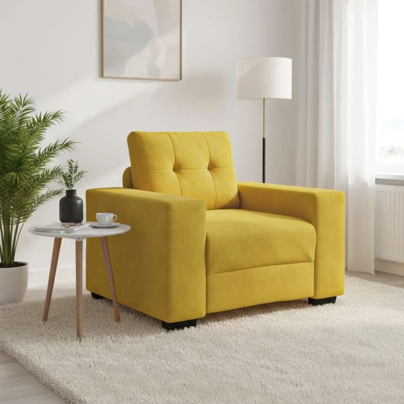 vidaXL Sofastol 100x78x80 cm fløjl gul