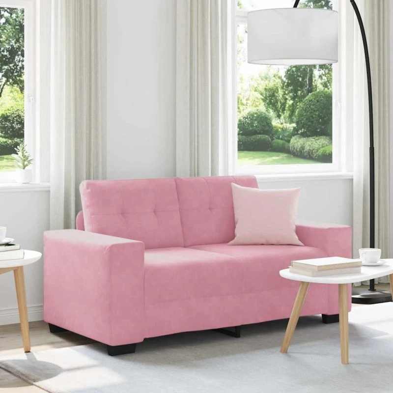 vidaXL Tosæders sofa Lyserød Fløjl med pude