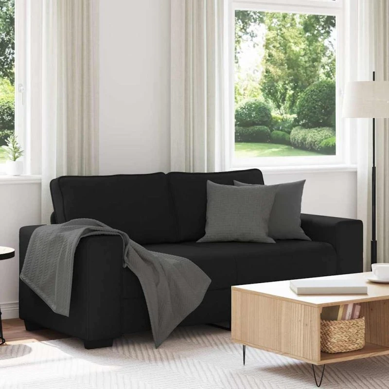 vidaXL 2-personers sofa stof sort 180x77x82 cm