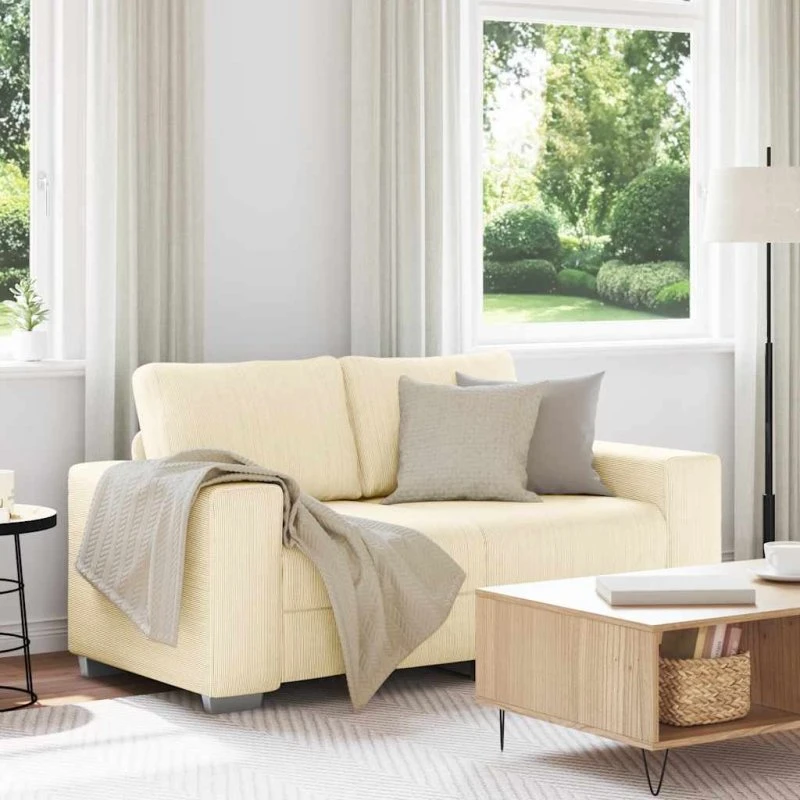 vidaXL Elskovssofa 160x77x82 cm fløjlsstof cremefarvet