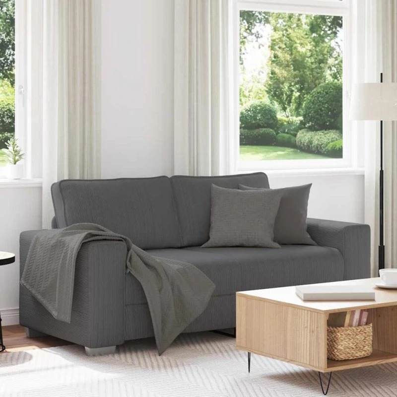 vidaXL elskovssofa 180x77x82 cm mørkegrå fløjlsstof