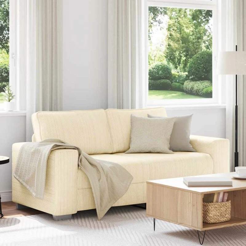 vidaXL elskovssofa 180x77x82 cm cremefarvet fløjlsstof