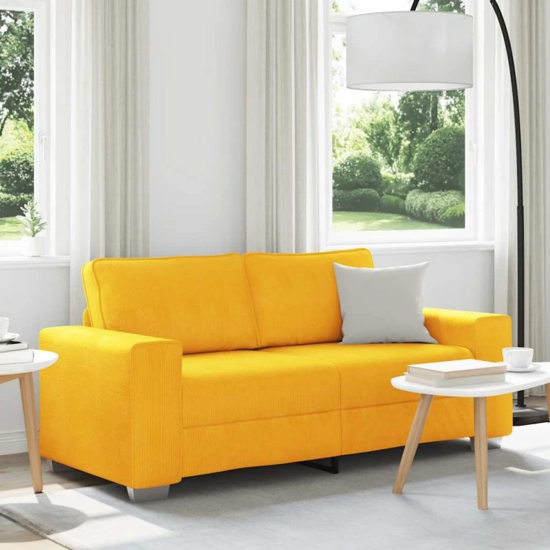 vidaXL Elskovssofa 180x77x82 cm lysegul fløjlsstof