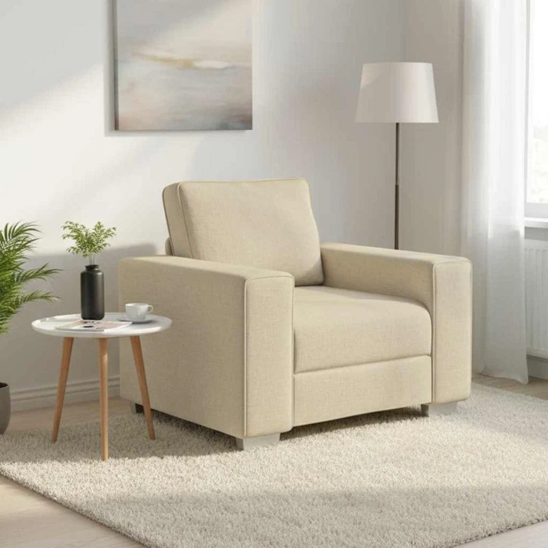 vidaXL Sofa Stol Creme 100 cm Stof