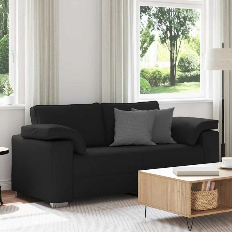 vidaXL Tosæders sofa Sort 180 cm Stof