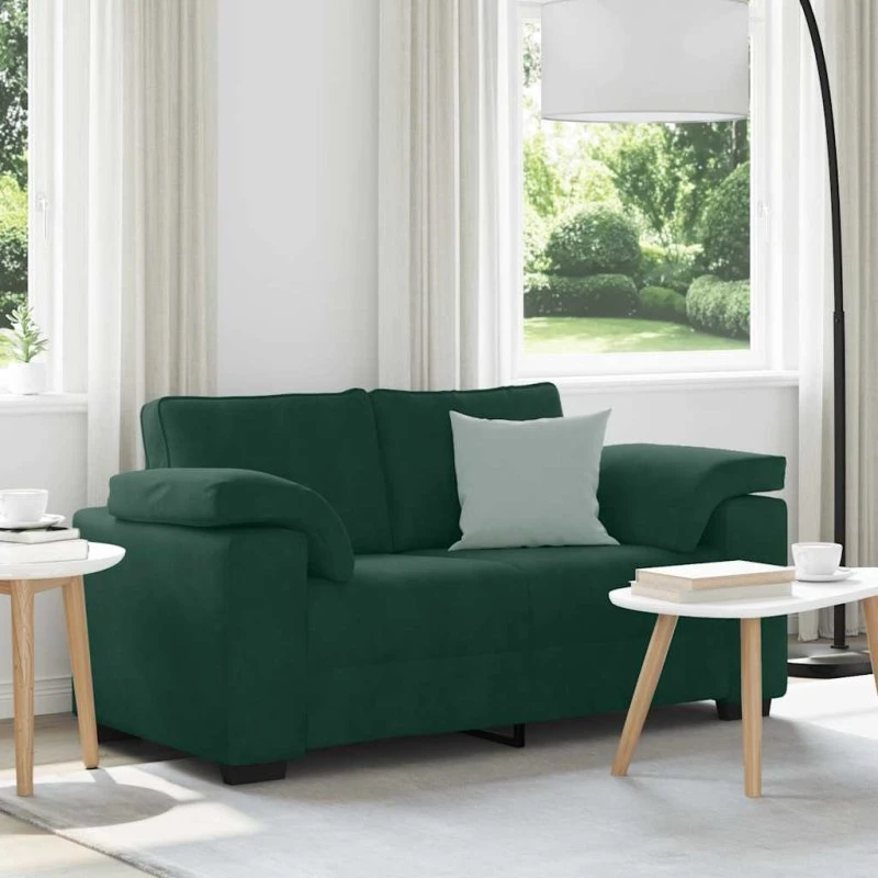 vidaXL elskovssofa 160x77x82 cm mørkegrøn fløjl