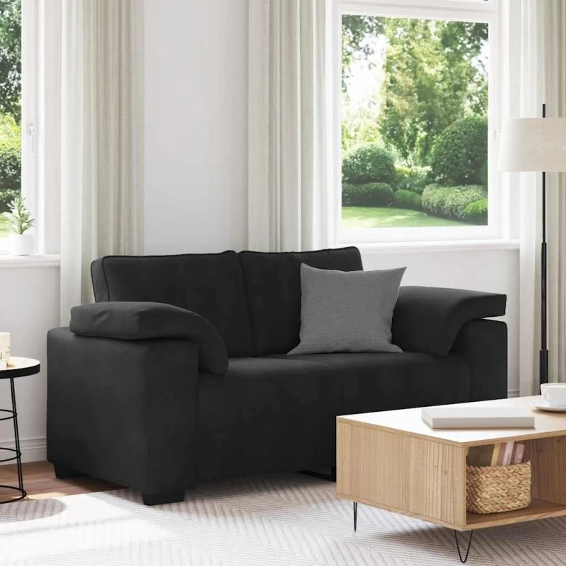 vidaXL Elskovssofa 160x77x82 cm fløjl sort