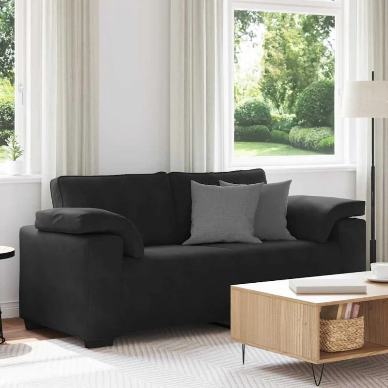 vidaXL Elskovssofa 180x77x82 cm fløjl sort