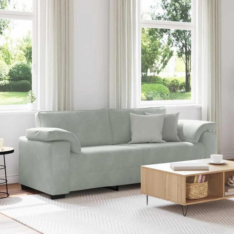 vidaXL 3-personers sofa velour lysegrå 220x77x82 cm