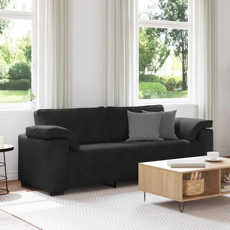 vidaXL 3-personers sofa velour sort 220x77x82 cm