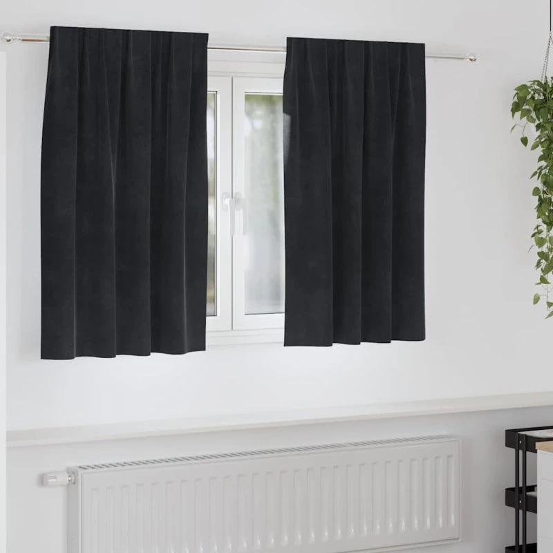 vidaXL Mørklægningsgardiner 2 stk, Sort, 140 x 140 cm, Fløjl